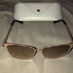 Diff Eyewear Accessories - Cat Eye DIFF gold and hash brown Sunglasses Diff Eyewear Accessories - Cat Eye DIFF gold and hash brown Sunglasses